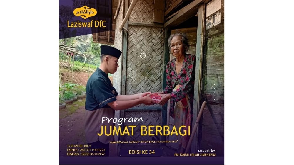 Santri Pondok Darul Falah Cimenteng telah membagikan 60 paket nasi kotak Dkriuk ke para Dhuafa dan Jompo di sekitar Pondok