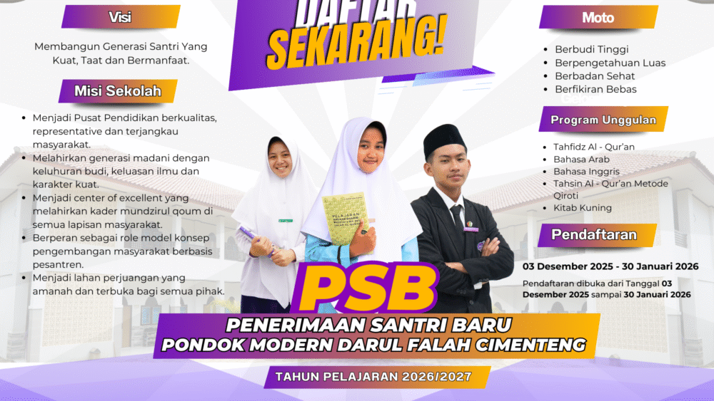Selamat Datang di Info PSB 2026/2027 Pondok Modern Darul Falah Cimenteng